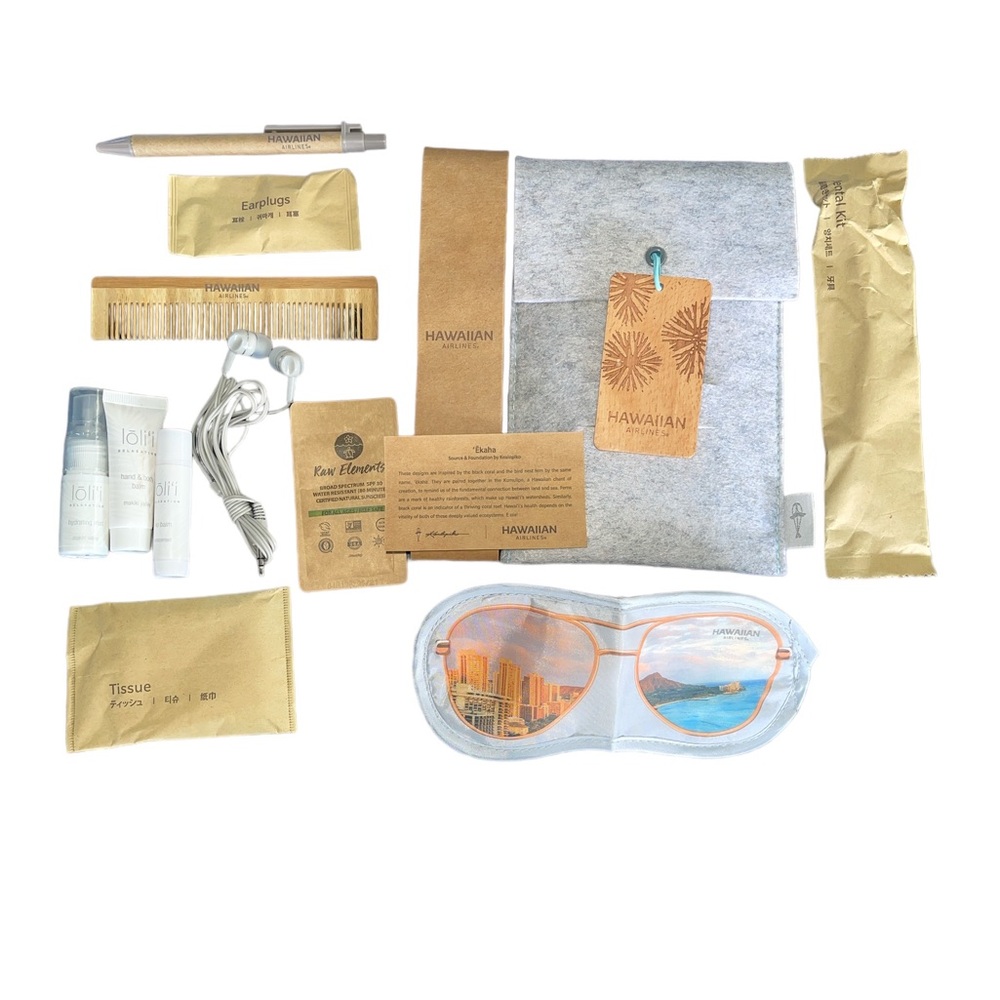 Brand New Hawaiian Airlines x Kealopiko First Class Travel Kit